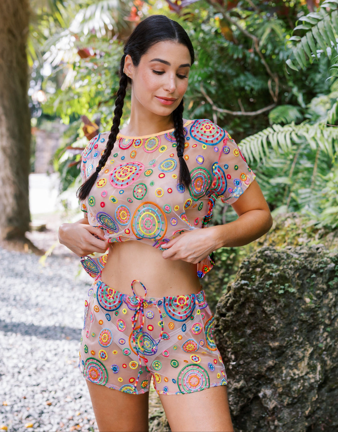 Pachamama Embroidered Tulle Short Set