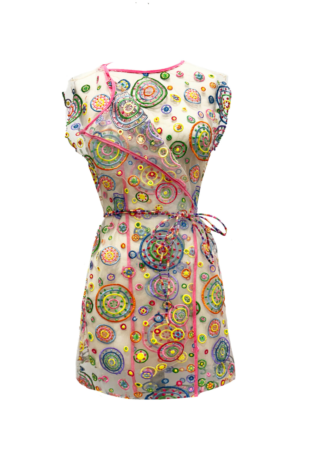 Pachamama Embroidered Tulle Short Cover Up