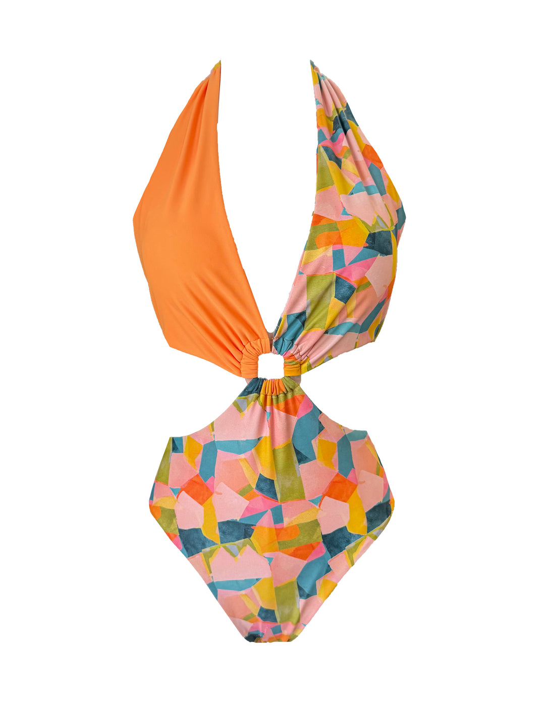 Kaleidoscope V Neck Cut Out Swimsuit