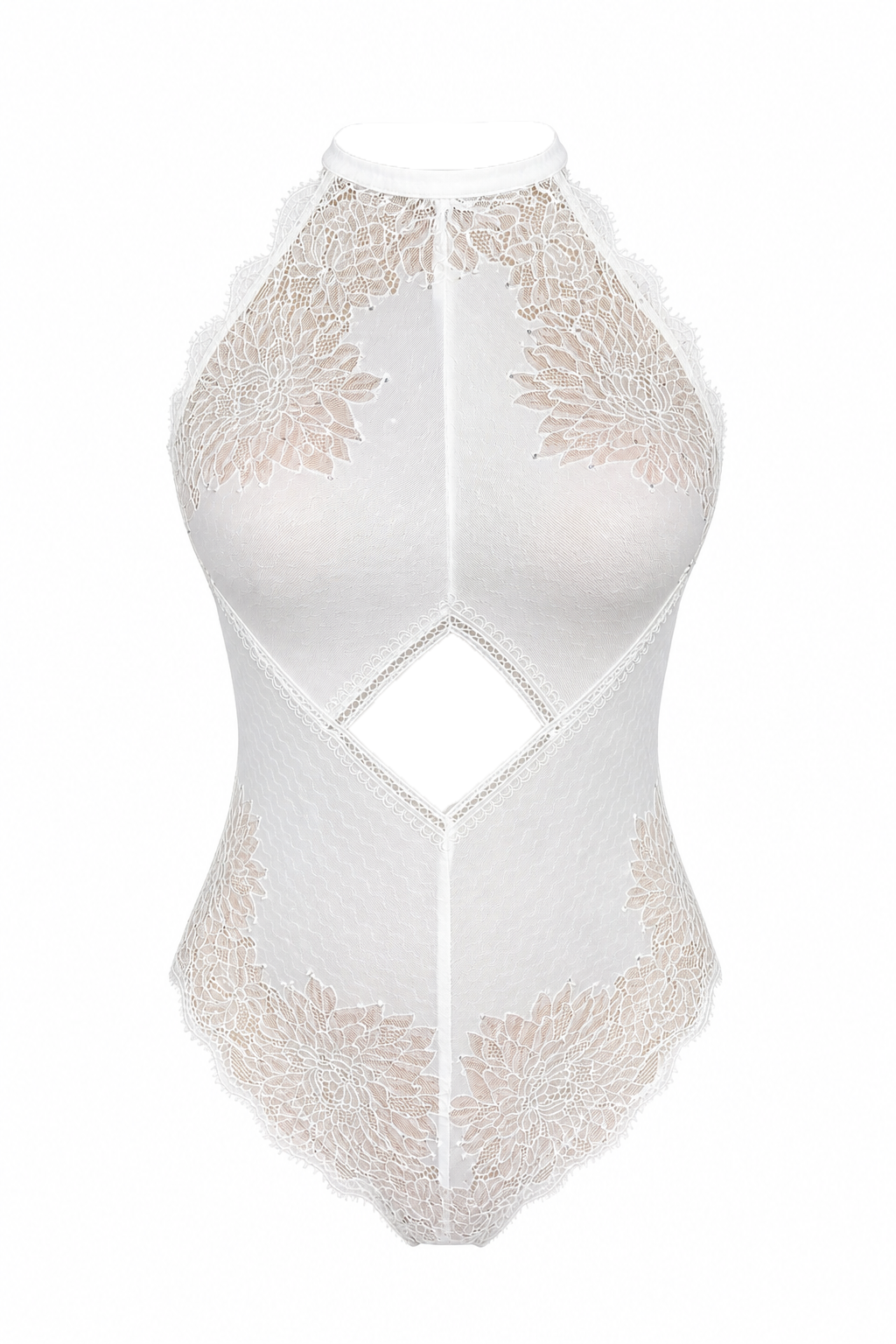 Celestial Crystal Lace Halter Bodysuit