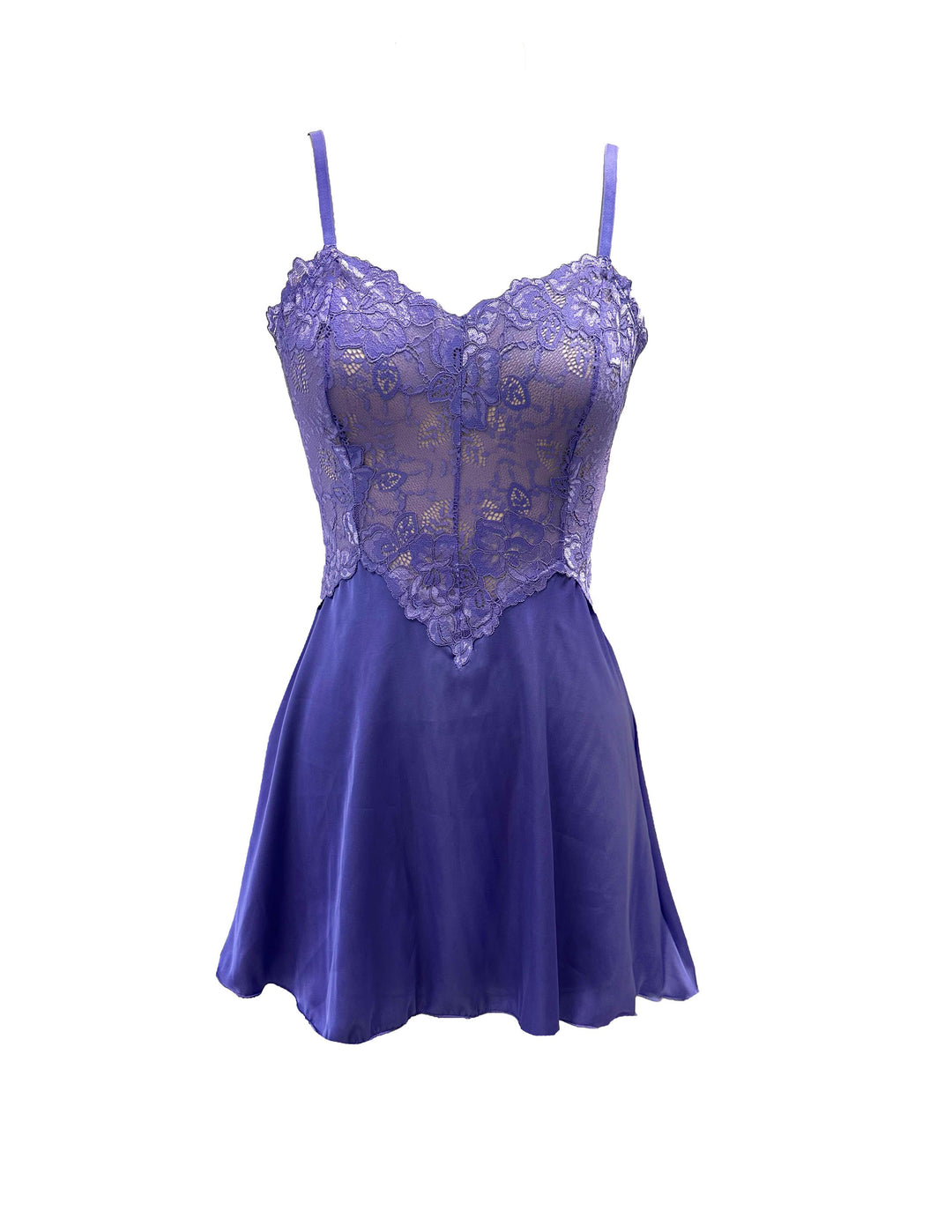 Hydrangea Satin and Lace Short Nightie - Carol Coelho Intimates