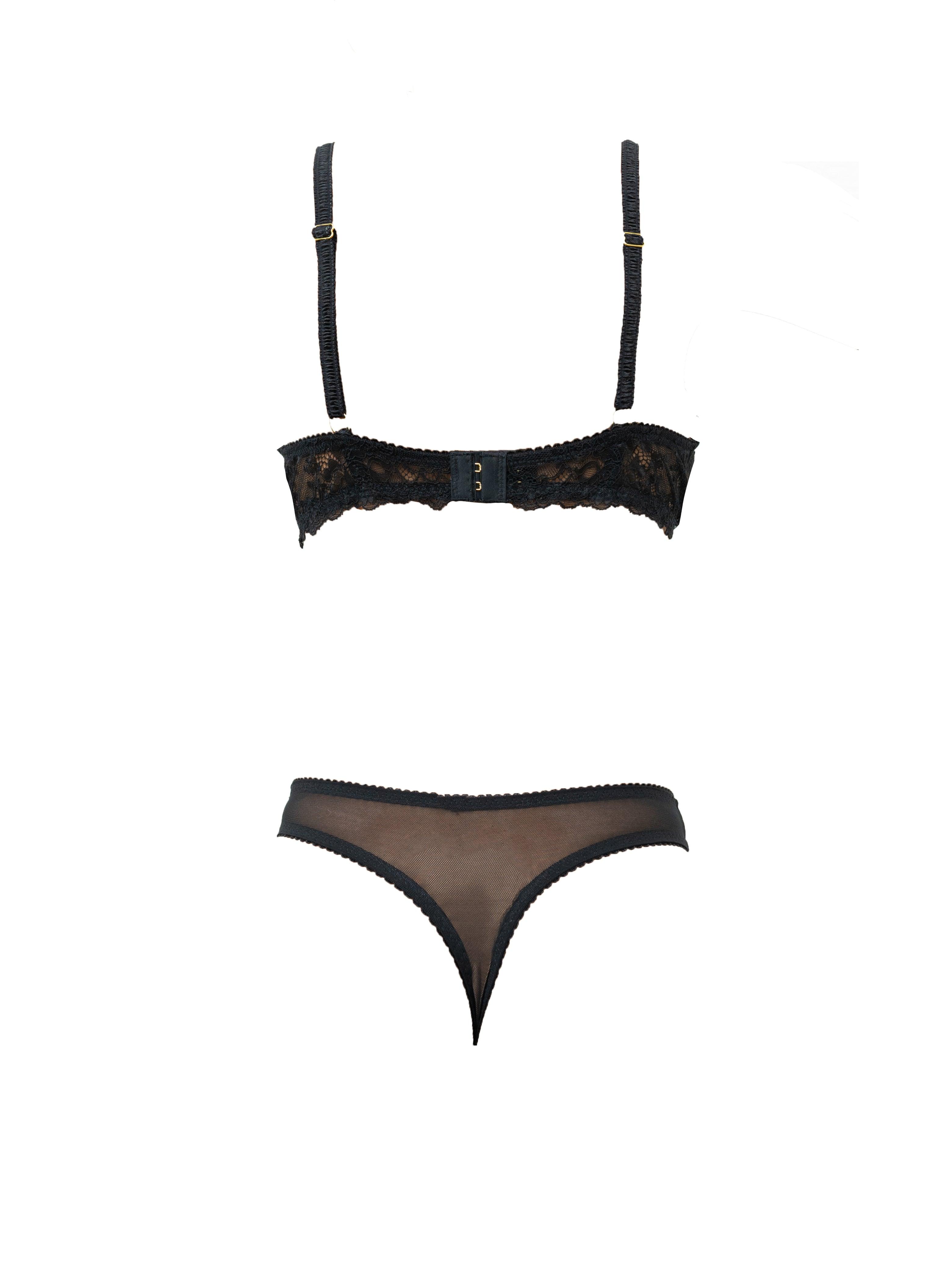 Kyoto Black Chantilly Lace Garter Belt - Carol Coelho Intimates