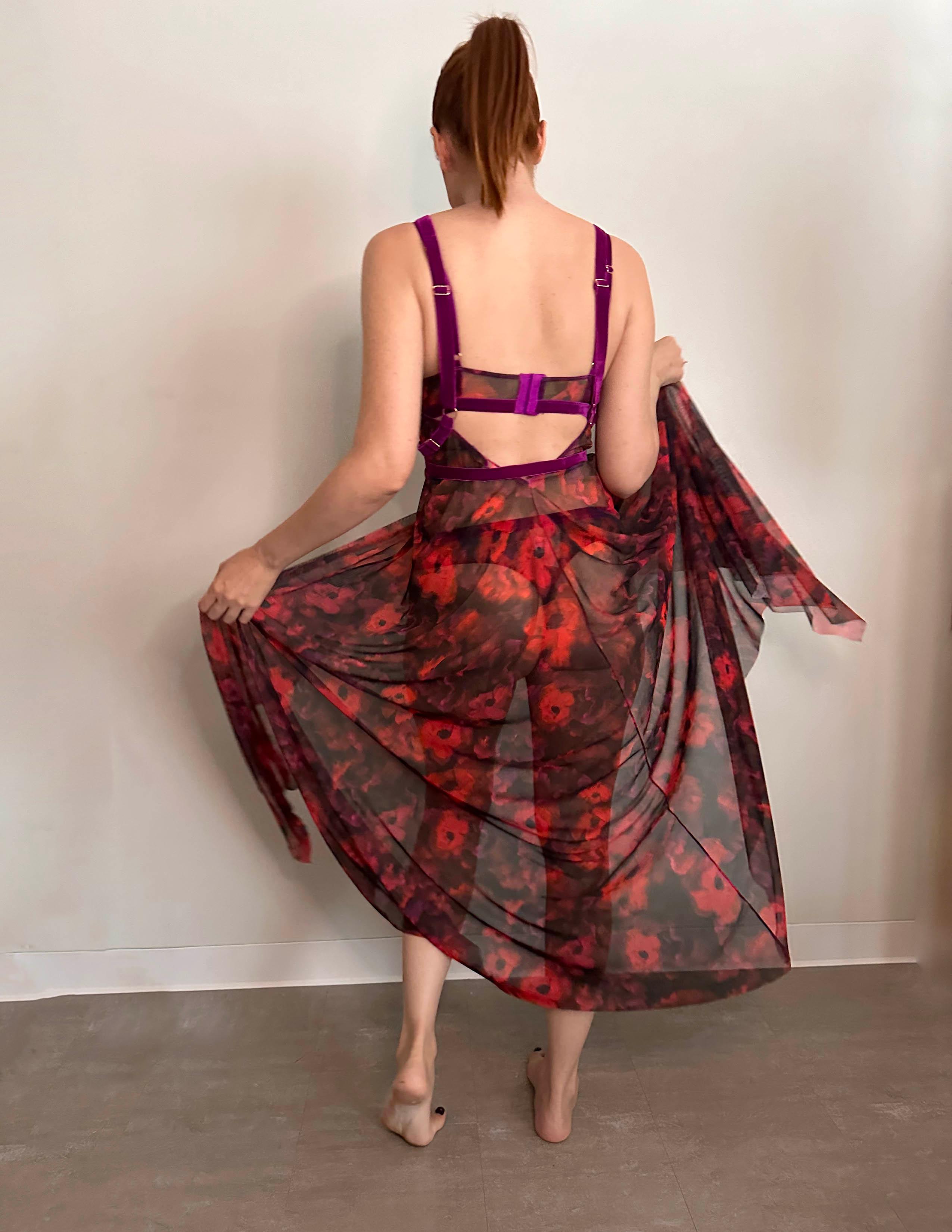 The Poppy Printed Tulle Gown - Carol Coelho Intimates