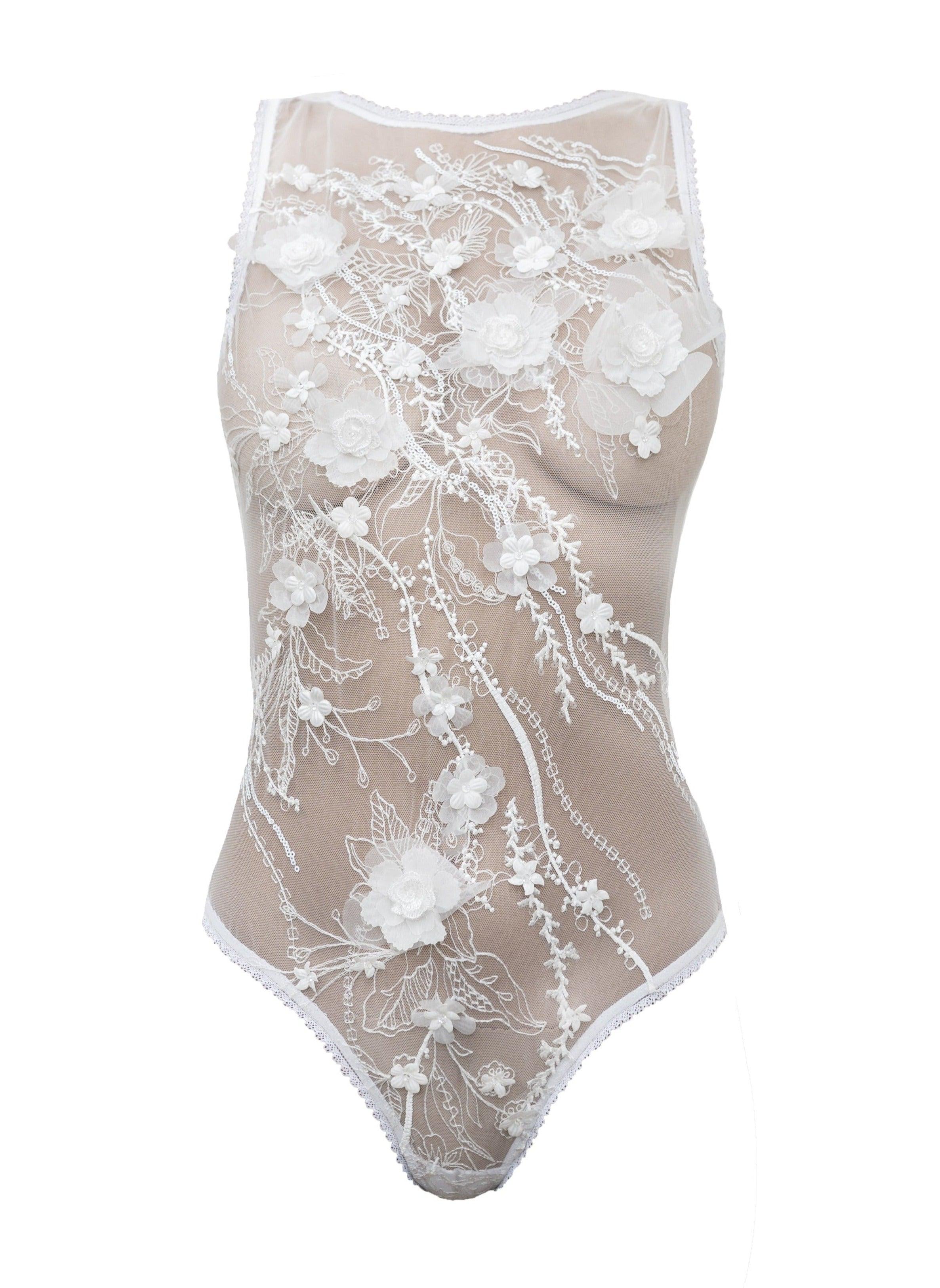 Amber 3D Flower Embroidered Bodysuit - Carol Coelho Intimates
