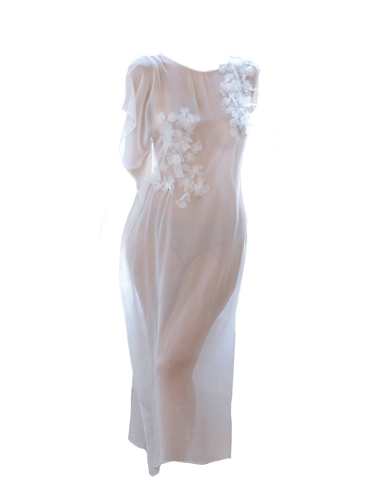 Limited Edition Hand Embroidered Silk Chiffon Caftan - Carol Coelho Intimates