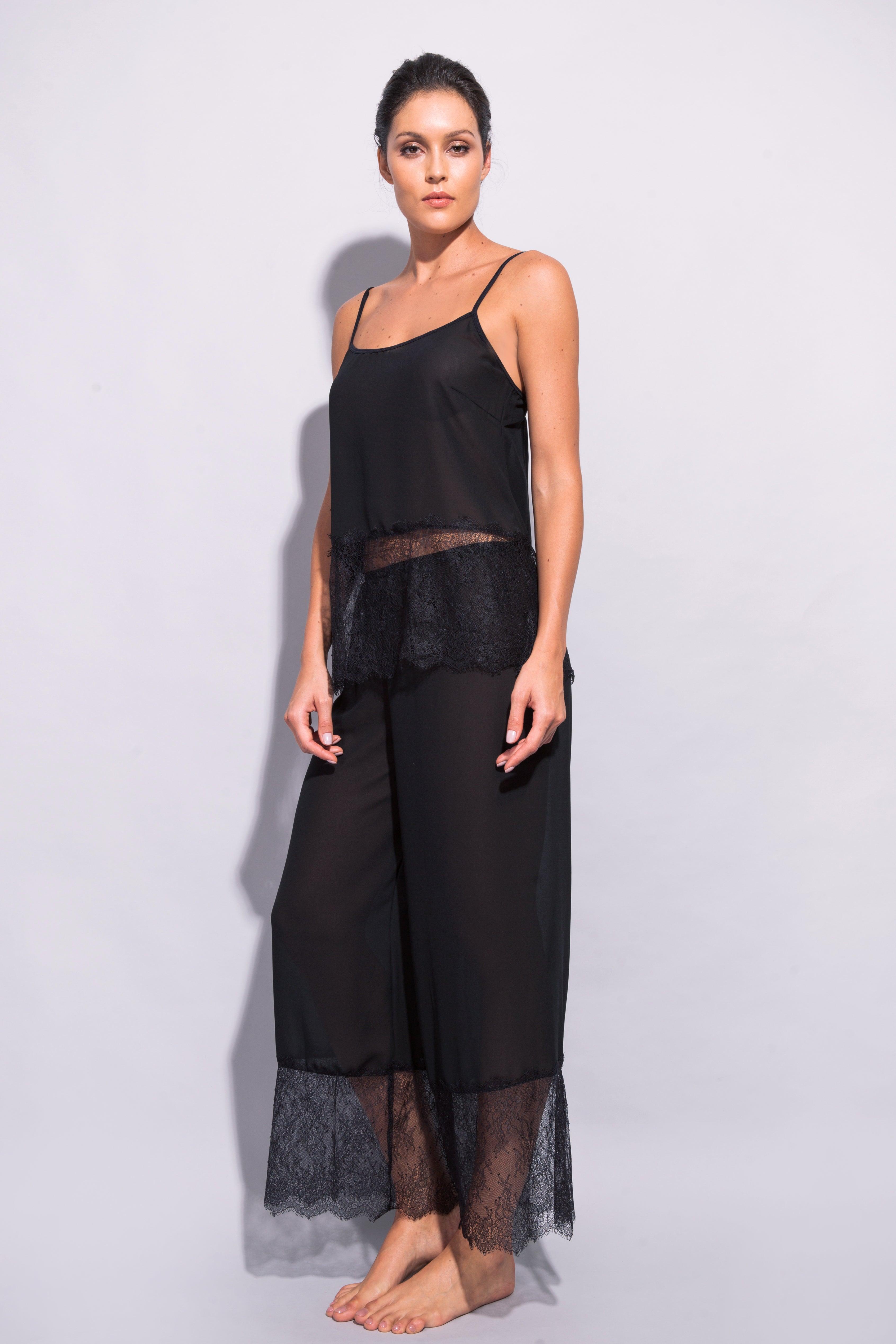 Orchid Georgette and Chantilly Lace Pantalons - Carol Coelho Intimates