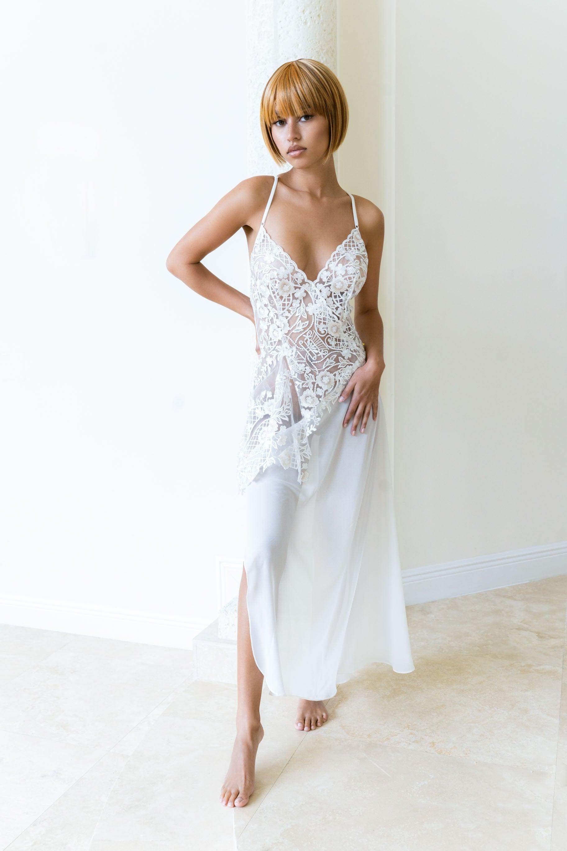 Resilience Embroidered Long Gown - Carol Coelho Intimates